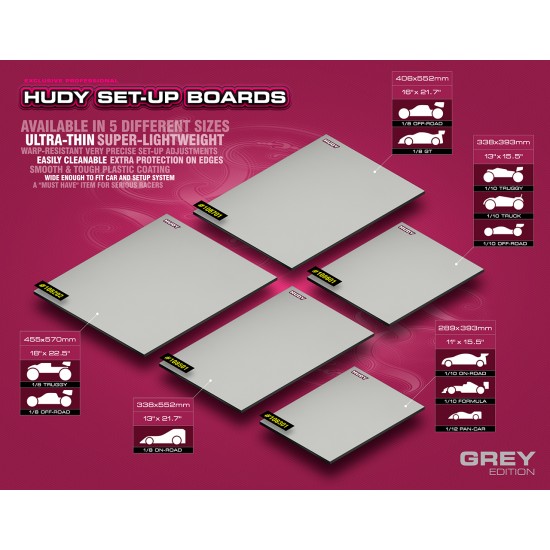FLAT SET-UP BOARD FOR 1/8 OFF-ROAD & GT - SILVER GREY