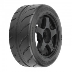 Toyo Proxes R888R 42/100 2.9" S3 (Soft) Street BELTED Tires Mounted on Black 5-Spoke 17mm Wheels (2) for Felony Front or Infraction & Limitless Front or Rear (PRO1019910)
