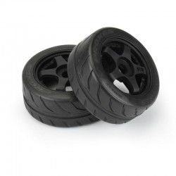 Toyo Proxes R888R 53/107 2.9" S3 (Soft) Street BELTED Tires Mounted on Black 5-Spoke 17mm Wheels (2) for Felony Rear (PRO1020010)