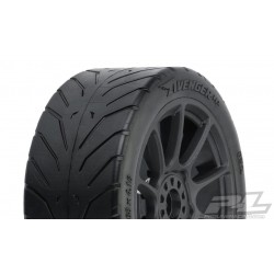 Avenger HP S3 (Soft) Street BELTED 1:8 Buggy Tires Mounted on Mach 10 Black Wheels (2) for Front or Rear (PRO906921)