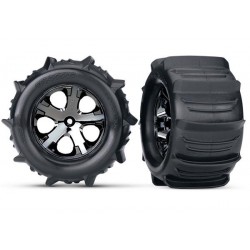 Tires & wheels, assembled, glued (2.8') Paddle (black chrome, TRX3689