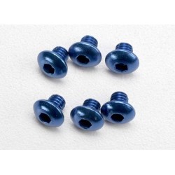 Screws, 4x4mm button-head machine, aluminum (blue) (hex driv, TRX3940