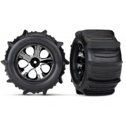 Tires & wheels, assembled, glu2.8 Paddle(Al-Star Black chrom, TRX4175