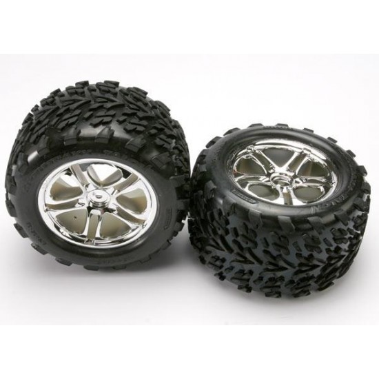 Tires & wheels, assembled, glued (SS (Split Spoke) chrome wh, TRX5174