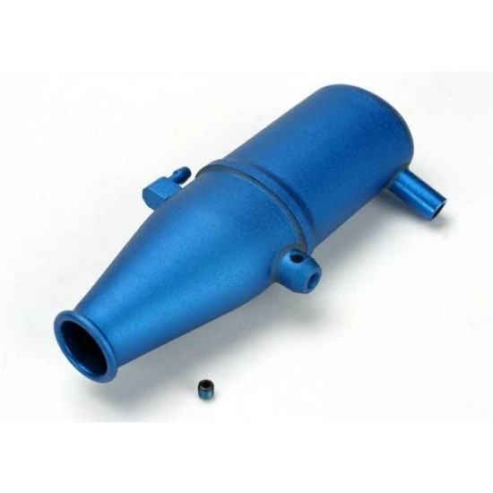 Tuned pipe, aluminum, blue-anodized (dual chamber with press, TRX5342