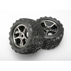 Tires & wheels, assembled, glued (Gemini black chrome wheels, TRX5374X