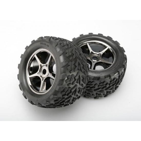Tires & wheels, assembled, glued (Gemini black chrome wheels, TRX5374X