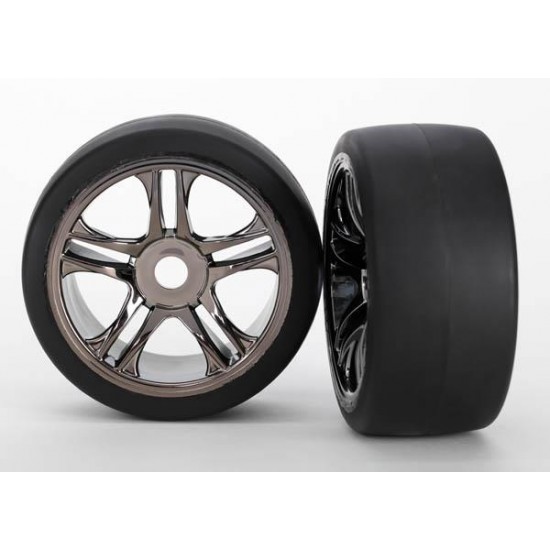 Tires & wheels, assembled, glued (split-spoke, black chrome, TRX6477