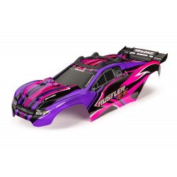 Body, Rustler 4X4, pink & purple/ window, grille, lights decal sheet (assembled with front & rear body mounts and rear body support for clipless mounting)