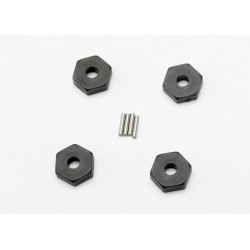 Wheel hubs, hex (4)/ axle pins (1.5x8mm) (4), TRX7154