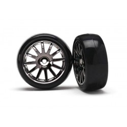 12-Sp Blk Wheels, Slick Tires Tires & Wh, TRX7573A