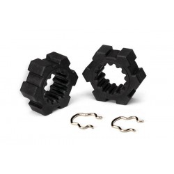 Wheel hubs, hex (2)/ hex clips (2), TRX7756