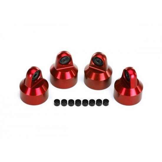 Shock caps, GTX shocks/ springaluminum (red) (4) spacers(8), TRX7764R