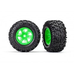 Tires & wheels, assembled, glued (X-Maxx green wheels, Maxx AT tires, foam inser, TRX7772G