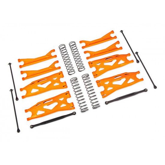 Suspension kit, X-Maxx WideMaxx, ORANGE (includes front & rear suspension arms, front toe links, driveshafts, shock springs)