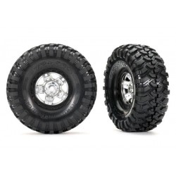 Tires and wheels, assembled, glued (TRX-4 Sport, satin chrome, black beadlock 1.9' wheels, Canyon Trail 4.6x1.9' tires) (2)
