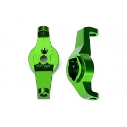 Caster blocks, 6061-T6 aluminum (green-anodized), left and right