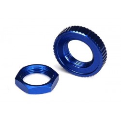 Servo saver nuts, aluminum, blue-anodized (hex (1), serrated, TRX8345