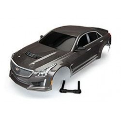 Body, Cadillac CTS-V, silver (painted, decals applied)
