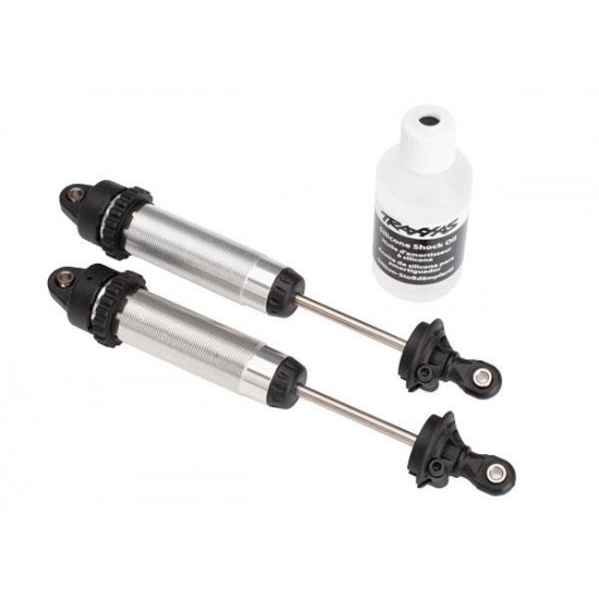 Shocks, GTR, 134mm, silver aluminum (fully assembled w/o springs) (front, thread