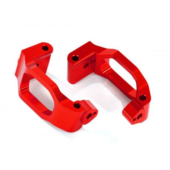Caster blocks (c-hubs), 6061-T6 aluminum (red-anodized), left & right/ 4x22mm pi