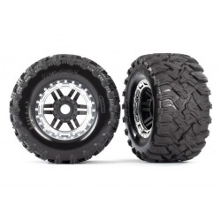 Tires & wheels, assembled, glued (black, satin chrome beadlock style wheels, Max