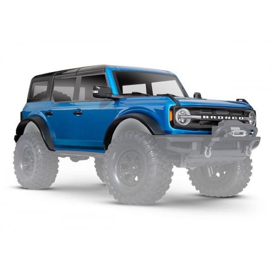 Body, Ford Bronco (2021), complete, velocity blue (painted) (includes grille, side mirrors, door handles, fender flares, windshield wipers, spare tire mount, & clipless mounting) (requires #8080X inner fenders)