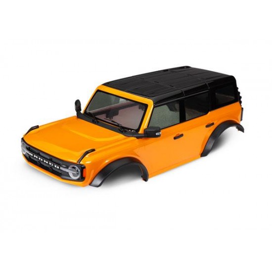 Body, Ford Bronco (2021), complete, orange (painted) (includes grille, side mirrors, door handles, fender flares, windshield wipers, spare tire mount, & clipless mounting) (requires #8080X inner fenders)