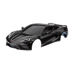 Body, Chevrolet Corvette Stingray, complete (black) (painted, decals applied) (includes side mirrors, spoiler, grilles, vents, & clipless mounting)