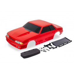 Body, Ford Mustang, Fox Body, red (painted, decals applied) (includes side mirrors, wing, wing retainer, rear body mount posts, foam body bumper, & mounting hardware)
