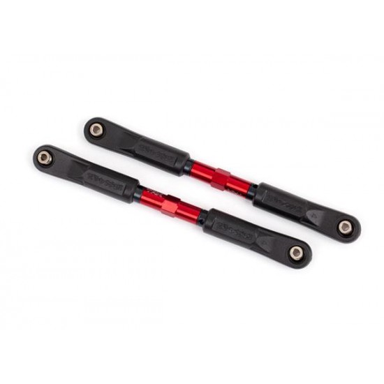 Toe links, Sledge (TUBES red-anodized, 7075-T6 aluminum, stronger than titanium) (120mm) (2)/ rod ends, assembled with steel hollow balls (4)/ aluminum wrench, 8mm (1)