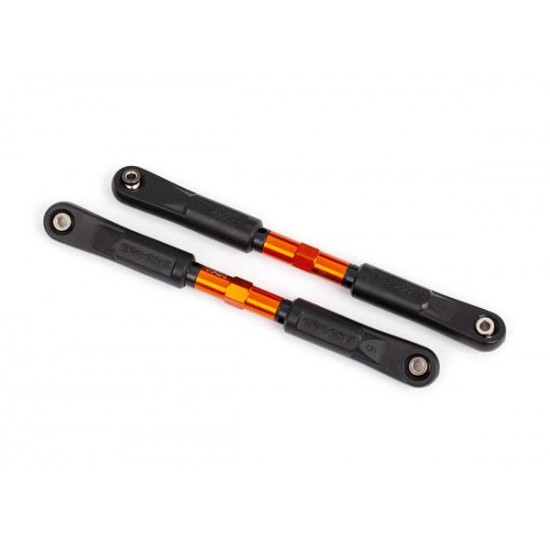 Toe links, Sledge (TUBES orange-anodized, 7075-T6 aluminum, stronger than titanium) (120mm) (2)/ rod ends, assembled with steel hollow balls (4)/ aluminum wrench, 8mm (1)