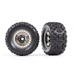 Tires and wheels, assembled, glued (3.8' black chrome wheels, black chrome wheel covers, Sledgehammer tires, foam inserts) (2)