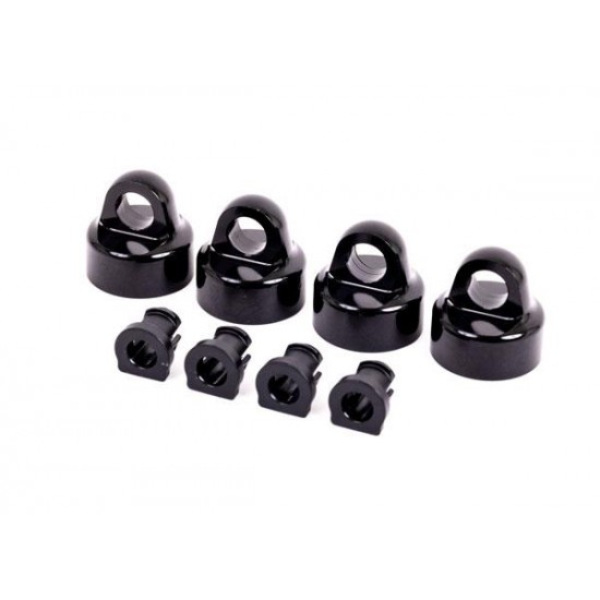 Shock caps, aluminum (black-anodized), GTX shocks (4)/ spacers (4) (for Sledge)