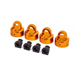 Shock caps, aluminum (orange-anodized), GTX shocks (4)/ spacers (4) (for Sledge)