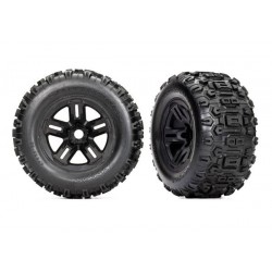 Tires and wheels, assembled, glued (3.8' black wheels, Sledgehammer tires, foam inserts) (2)