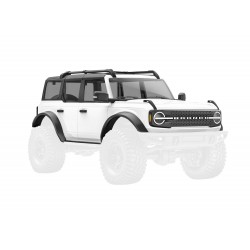 Body, Ford Bronco (2021), complete, white (includes grille, side mirrors, door handles, fender flares, windshield wipers, spare tire mount, & clipless mounting)