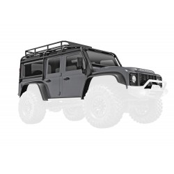 Body, Land Rover Defender, complete, silver (includes grille, side mirrors, door handles, fender flares, windshield wipers, spare tire mount, & clipless mounting)