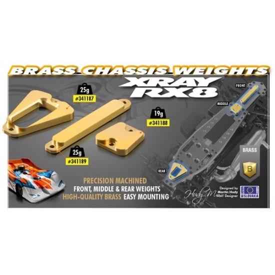 BRASS CHASSIS WEIGHT REAR 25g, #X341189